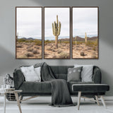 96147924-MGV-CV-36X24-Saguaro Cactus Wall Art Canvas Print, Framed Desert Cactus Art Picture Print, Earthy Desert Perfect Southwestern Boho Decor