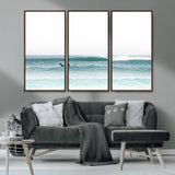 56345117-MGV-CV-36X24-Minimalist Surfing Wall Art Canvas Print, Framed Ocean Waves Art Picture Print, Soft Ocean Perfect Minimalist Coastal Decor