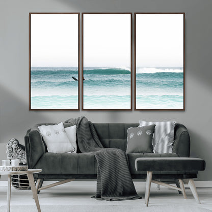 56345117-MGV-CV-36X24-Minimalist Surfing Wall Art Canvas Print, Framed Ocean Waves Art Picture Print, Soft Ocean Perfect Minimalist Coastal Decor