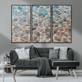 26580287-MGV-CV-36X24-Clear Water Wall Art Canvas Print, Framed Sunlit Ripples Art Picture Print, Ocean Texture Perfect Modern Coastal Decor Artwork