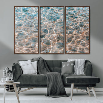 26580287-MGV-CV-36X24-Clear Water Wall Art Canvas Print, Framed Sunlit Ripples Art Picture Print, Ocean Texture Perfect Modern Coastal Decor Artwork