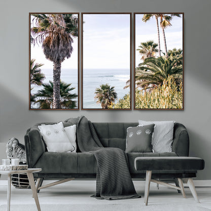 51404565-MGV-CV-36X24-Palm Trees Wall Art Canvas Print, Framed Ocean Breeze Art Picture Print, Coastal View Perfect Tropical Coastal Decor Artwork