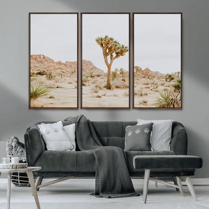 67109959-MGV-CV-36X24-Joshua Tree Wall Art Canvas Print, Framed Neutral Desert Art Picture Print, Earthy Landscape Perfect Neutral Boho Decor Artwork