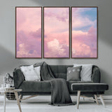 22874890-MGV-CV-36X24-Pastel Sky Wall Art Canvas Print, Framed Dreamy Cloudscape Art Picture Print, Sunset Glow Perfect Minimalist Serenity Decor