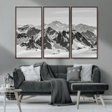 46884246-MGV-CV-36X24-Snowy Mountain Wall Art Canvas Print, Framed Mountain Peaks Art Picture Print, Alpine Mountains Perfect Minimalist Alpine Decor