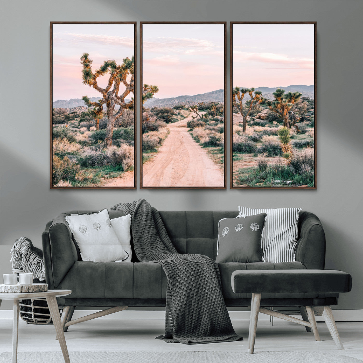 12540952-MGV-CV-36X24-Joshua Tree Park Wall Art Canvas Print, Framed Desert Road Art Picture Print, Sunset Drive Perfect Southwestern Boho Decor Artwork