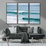 73692470-MGV-CV-36X24-Ocean Swell Wall Art Canvas Print, Framed Surf Waves Art Picture Print, Blue Water Perfect Coastal Dynamic Decor Artwork