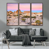 96167137-MGV-CV-36X24-Vibrant Sunset Sky Wall Art Canvas Print, Framed Joshua Tree Art Picture Print, Rugged Terrain Perfect Southwestern Boho Decor