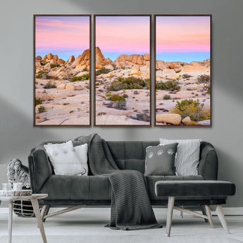 96167137-MGV-CV-36X24-Vibrant Sunset Sky Wall Art Canvas Print, Framed Joshua Tree Art Picture Print, Rugged Terrain Perfect Southwestern Boho Decor