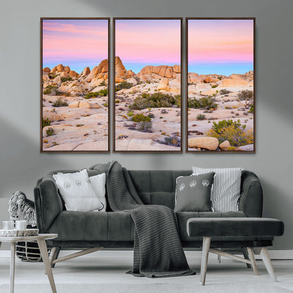 96167137-MGV-CV-36X24-Vibrant Sunset Sky Wall Art Canvas Print, Framed Joshua Tree Art Picture Print, Rugged Terrain Perfect Southwestern Boho Decor