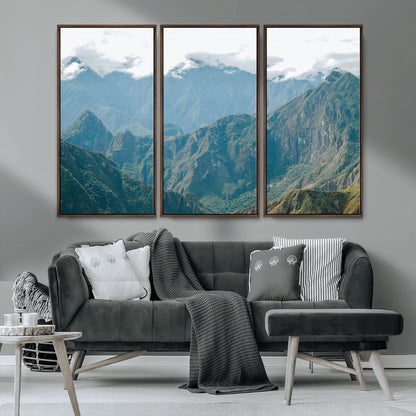 79393816-MGV-CV-36X24-Misty Mountain Wall Art Canvas Print, Framed Cloudy Andean Art Picture Print, Rugged Mountain Perfect Rustic Nature Decor Artwork