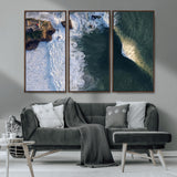 37405684-MGV-CV-36X24-Nazaré Coast Wall Art Canvas Print, Framed Aerial Ocean Art Picture Print, Coastal Fortress Perfect Dramatic Coastal Decor Artwork