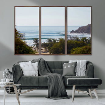 88336640-MGV-CV-36X24-Tropical Beach Scene Wall Art Canvas Print, Framed Coastal Photography Art Picture Print, Ocean Horizon Art Perfect Coastal Boho