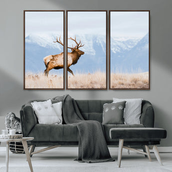 96024025-MGV-CV-36X24-Elk Photography Wall Art Canvas Print, Framed Mountain Wildlife Art Picture Print, Rustic Lodge Decor Perfect Rustic Lodge Decor
