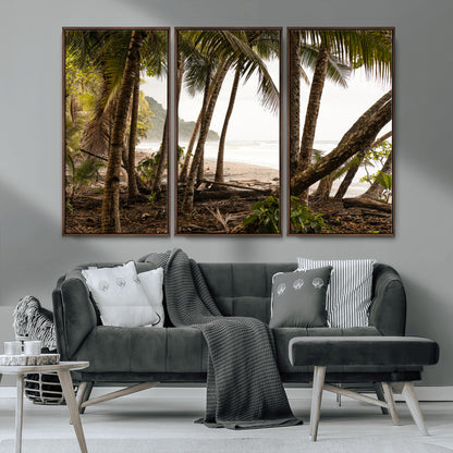 92093951-MGV-CV-36X24-Tropical Jungle Wall Art Canvas Print, Framed Palm Tree Forest Art Picture Print, Coastal Escape Perfect Jungle Retreat Decor