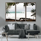 50382104-MGV-CV-36X24-Tropical Surf Wall Art Canvas Print, Framed Palm Tree View Art Picture Print, Beach House Art Perfect Boho Coastal Decor Artwork
