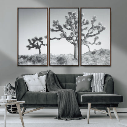 29996209-MGV-CV-36X24-Joshua Tree Art Wall Art Canvas Print, Framed Black White Landscape Art Picture Print, Desert Tree Decor Perfect Southwestern Boho