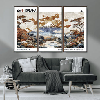 80111817-MGV-FC-48X32-3P_Walnut-Japanese Landscape Wall Art – Mount Fuji Autumn Canvas Print, Asian Inspired Nature Decor for Living Room, Bedroom, Office or