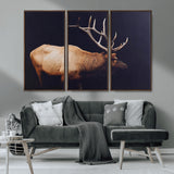89239257-MGV-CV-36X24-Bull Elk Decor Wall Art Canvas Print, Framed Elk Photography Art Picture Print, Rustic Wildlife Perfect Rustic Lodge Decor Artwork