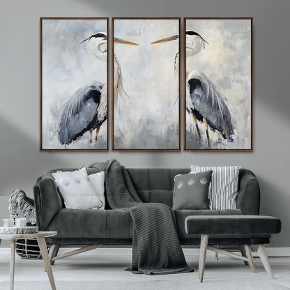 90806932-MGV-CV-36X24-Heron Wall Art Wall Art Canvas Print, Framed Bird Canvas Decor Art Picture Print, Nature Inspired Perfect Coastal Minimalist Decor