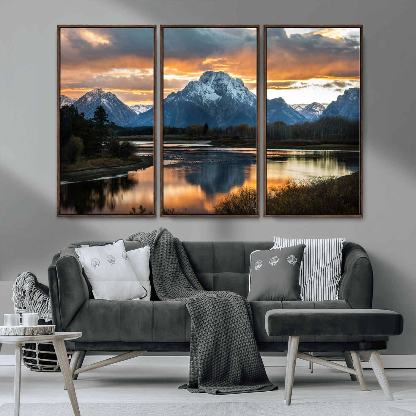 14130176-MGV-CV-36X24-Mountain Sunset Wall Art Canvas Print, Framed Alpine Wilderness Art Picture Print, Golden Hour Perfect Rustic Wilderness Decor
