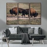 58141885-MGV-CV-36X24-Bison Photography Wall Art Canvas Print, Framed Western Wildlife Art Picture Print, Modern Ranch Perfect Western Rustic Decor