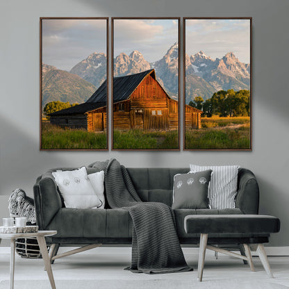 31771014-MGV-CV-36X24-Rustic Barn Wall Art Canvas Print, Framed Western Landscape Art Picture Print, Farmhouse Style Perfect Rustic Farmhouse Decor