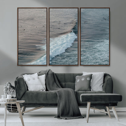 23077324-MGV-CV-36X24-Ocean Waves Wall Art Canvas Print, Framed Coastal Serenity Art Picture Print, Surf Aesthetic Perfect Modern Coastal Decor Artwork