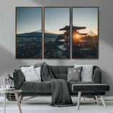 87729656-MGV-CV-36X24-Mount Fuji Wall Art Canvas Print, Framed Japan Travel Art Picture Print, Chureito Pagoda Perfect Zen Minimalism Decor Artwork