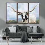 63592811-MGV-CV-36X24-Texas Longhorn Wall Art Canvas Print, Framed Western Rustic Art Picture Print, Farmhouse Decor Perfect Rustic Farmhouse Decor