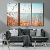 36108696-MGV-CV-36X24-Coastal Grass Wall Art – Serene Ocean View Canvas Print, Beach Nature Photography Decor for Living Room, Bedroom, Office or Modern