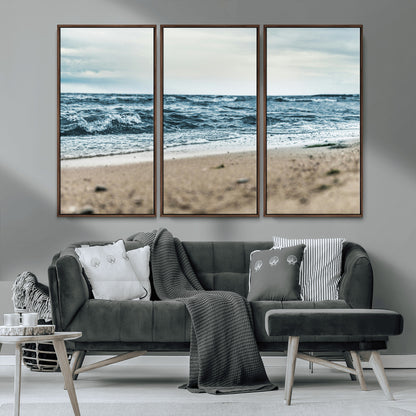 81812590-MGV-CV-36X24-Ocean Wall Art Wall Art Canvas Print, Framed Coastal Canvas Art Picture Print, Moody Seascape Perfect Coastal Minimalist Decor