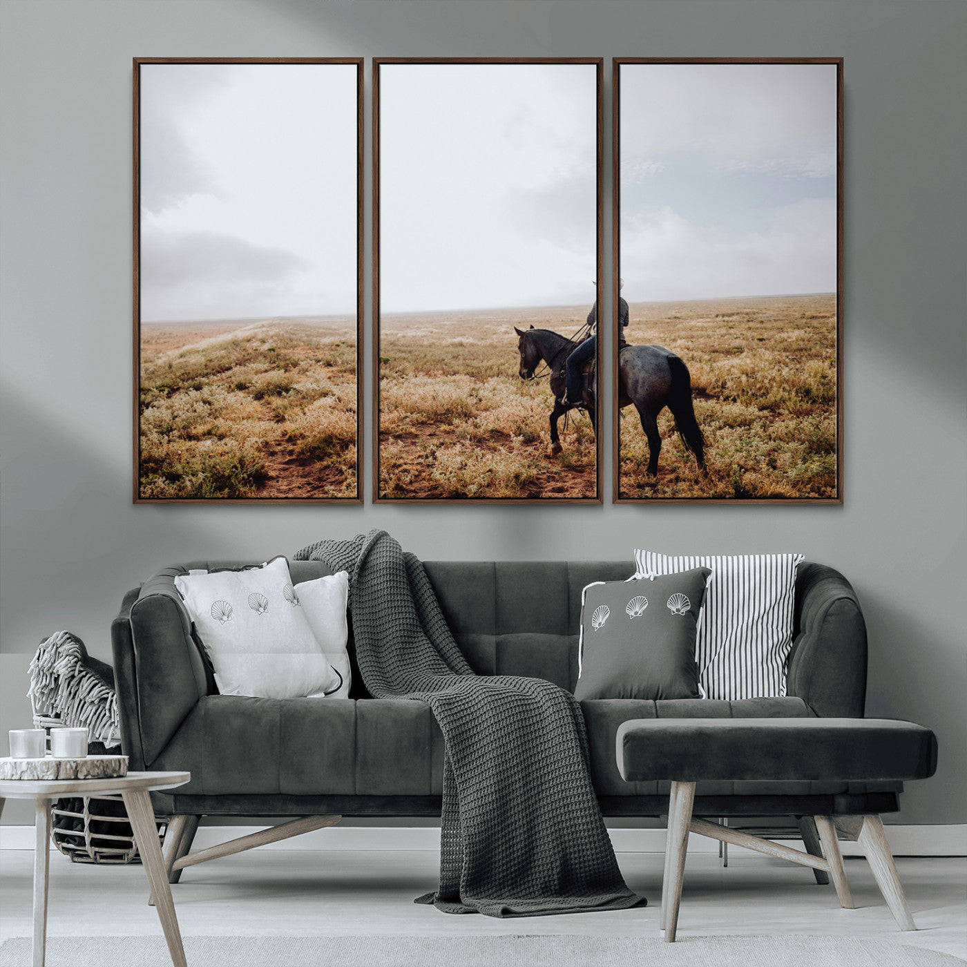 57597730-MGV-CV-36X24-Cowboy Wall Art Wall Art Canvas Print, Framed Western Canvas Art Picture Print, Rustic Ranch Scene Perfect Rustic Western Decor