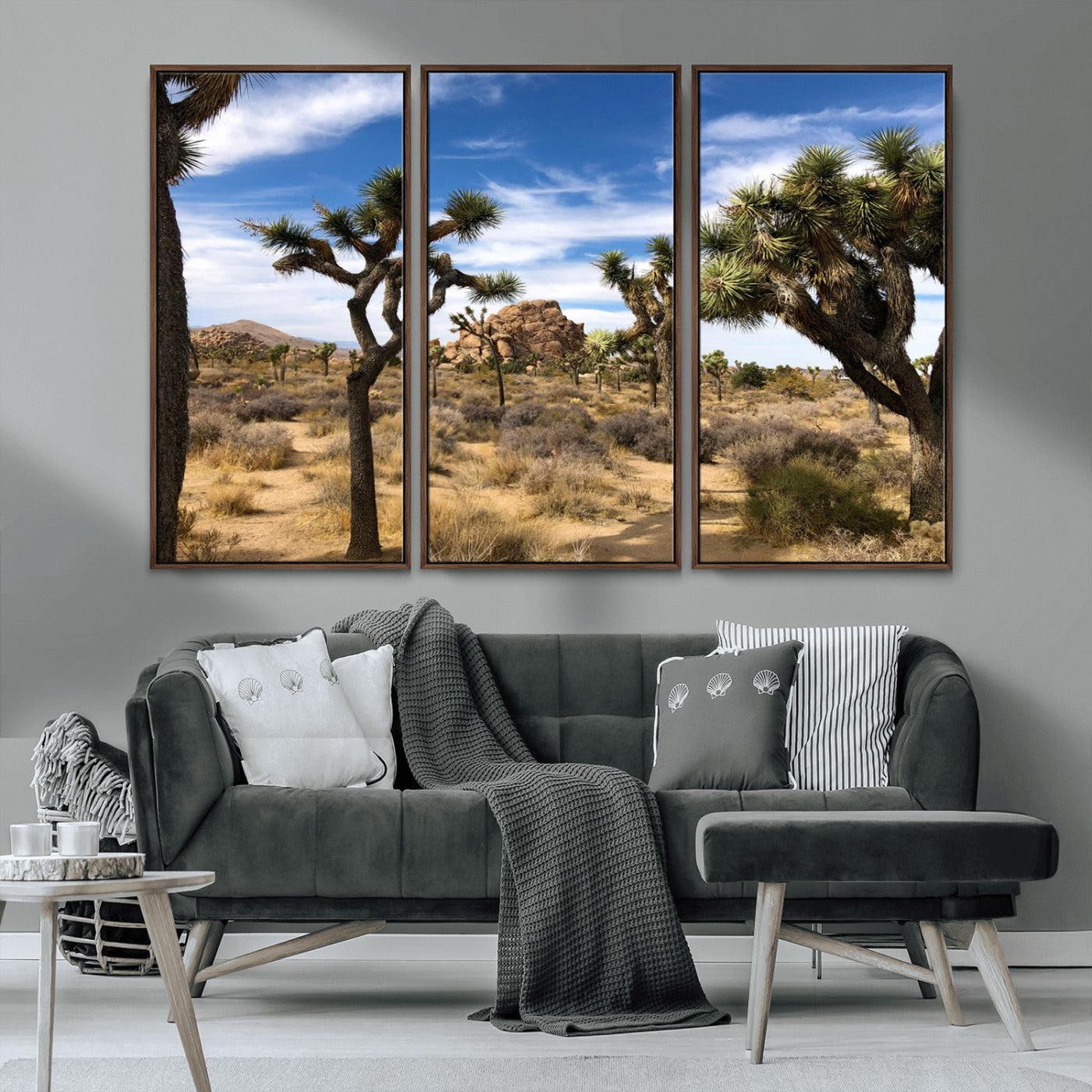 25722592-MGV-CV-36X24-Joshua Tree Desert Wall Art Canvas Print, Framed Southwestern Nature Art Picture Print, Rustic Earth Tones Perfect Southwestern