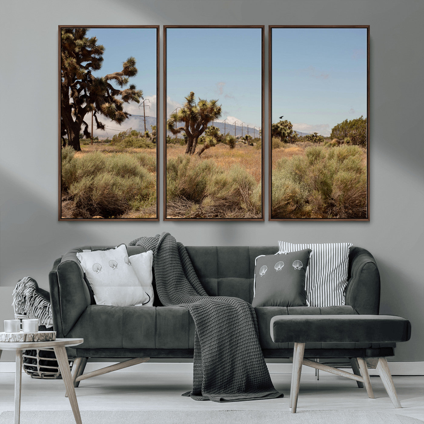 16114018-MGV-CV-36X24-Joshua Tree Wall Art Canvas Print, Framed Desert Landscape Art Picture Print, Mountain Horizon Perfect Southwestern Boho Decor
