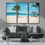 42623350-MGV-CV-36X24-Tropical Beach Wall Art Canvas Print, Framed Palm Tree Art Picture Print, Ocean View Perfect Tropical Coastal Decor Artwork