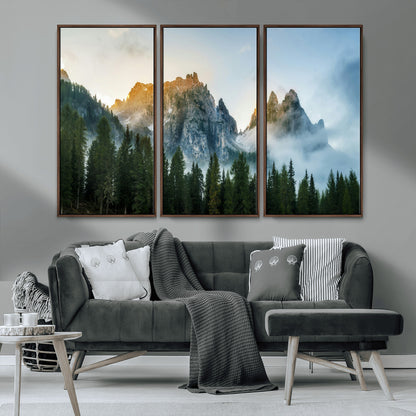 21145440-MGV-CV-36X24-Wilderness Wall Art Wall Art Canvas Print, Framed Nature Landscape Decor Art Picture Print, Misty Forest Photography Perfect