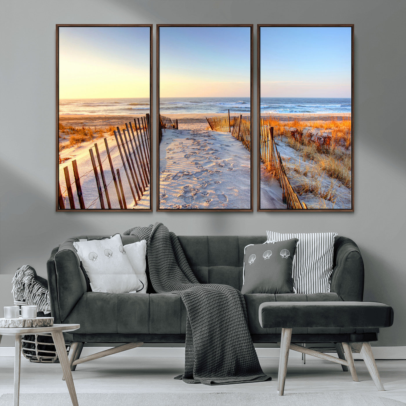 73351887-MGV-CV-36X24-Ocean Sunset Wall Art Wall Art Canvas Print, Framed Nautical Photography Art Picture Print, Summer Beach House Decor Perfect