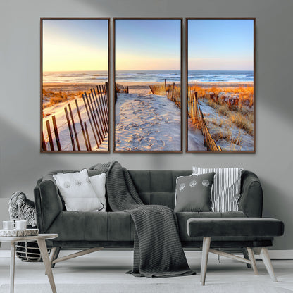 73351887-MGV-CV-36X24-Ocean Sunset Wall Art Wall Art Canvas Print, Framed Nautical Photography Art Picture Print, Summer Beach House Decor Perfect