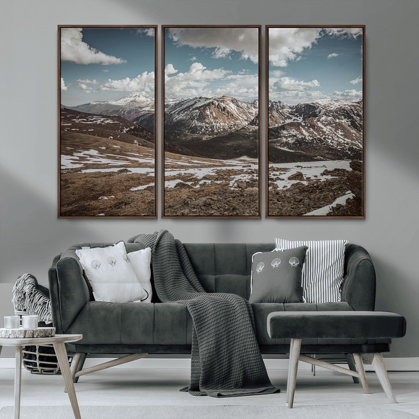 44565953-MGV-CV-36X24-Mountain Landscape Wall Art Canvas Print, Framed Snowy Peaks Art Picture Print, Rugged Highlands Perfect Rustic Adventure Decor