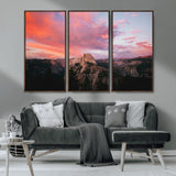 32786115-MGV-CV-36X24-Half Dome Wall Art Canvas Print, Framed Yosemite National Park Art Picture Print, Dramatic Sunset Perfect Adventurous Wilderness