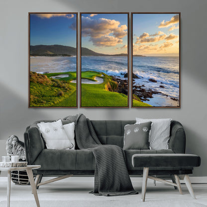 50107048-MGV-CV-36X24-Golf Course Wall Art – Coastal Ocean View Canvas Print, Scenic Fairway Landscape Decor for Office, Man Cave, Bedroom, or Living