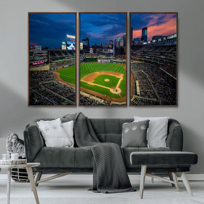 68222753-MGV-CV-36X24-Baseball Stadium Wall Art – Panoramic Night Game Canvas Print, Sports Decor for Man Cave, Office, Bar, or Living Room