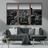 46578567-MGV-CV-36X24-Atlanta Skyline Wall Art – Black and White Cityscape Canvas Print, Modern Urban Night Decor for Office, Living Room, or Apartment