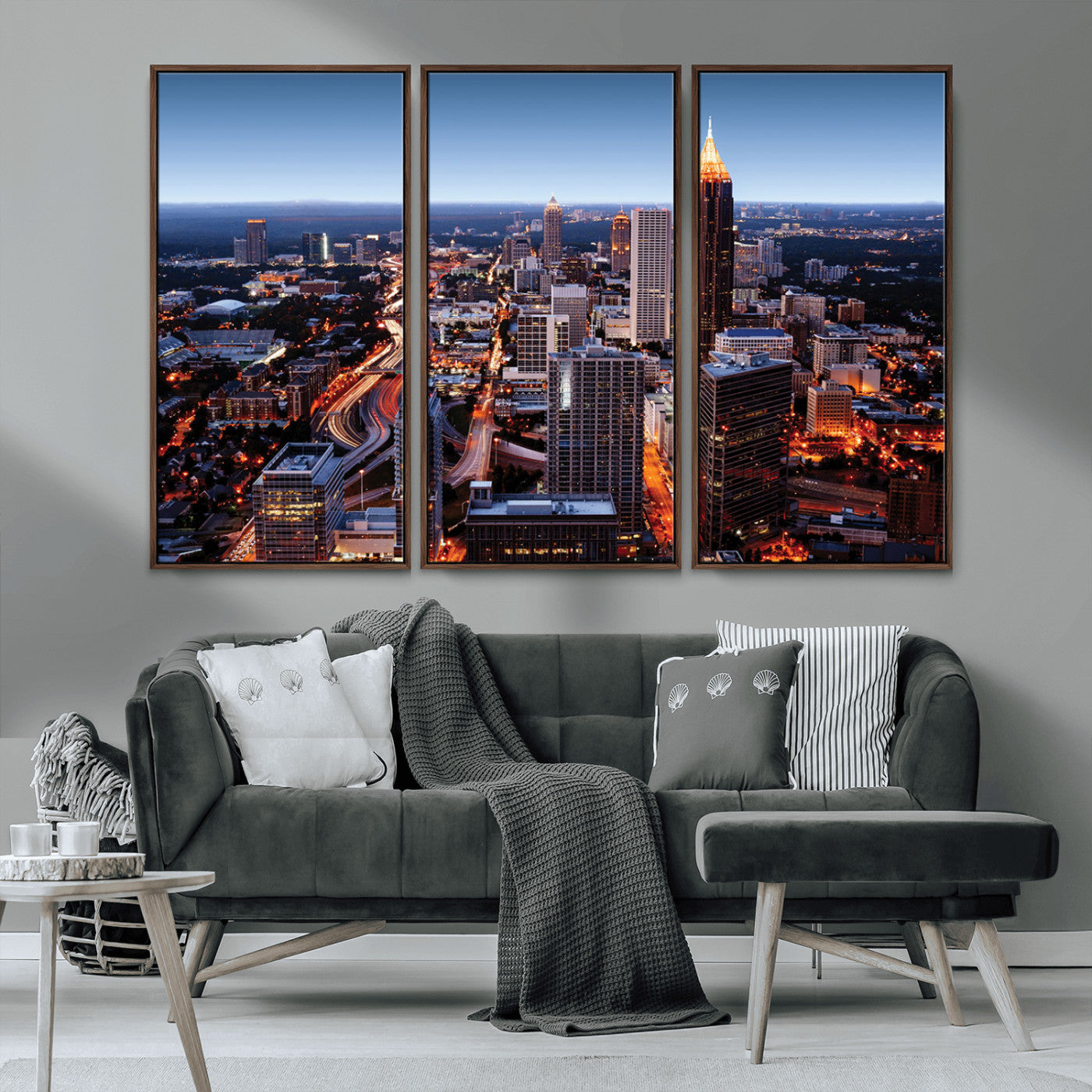 81886632-MGV-CV-36X24-Atlanta Skyline Wall Art – Vibrant City Lights Canvas Print, Modern Urban Cityscape Decor for Living Room, Office, or Apartment