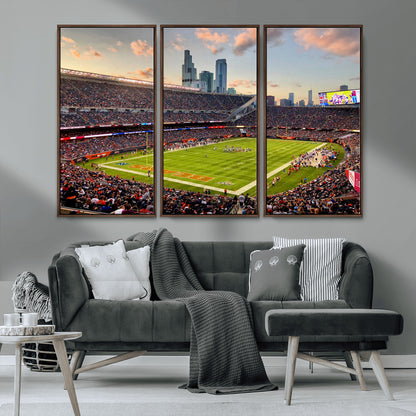 55377093-MGV-CV-36X24-Soldier Field Wall Art – Panoramic Chicago Bears Football Stadium Canvas Print, Game Day Sports Decor for Man Cave, Bar, Office,