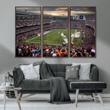 87578930-MGV-FC-48X32-3P_Walnut-Soldier Field Wall Art – Chicago Bears Football Stadium Sunset Canvas Print, Game Day Sports Decor for Man Cave, Bar, Office, or