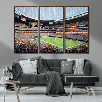 32530647-MGV-CV-36X24-Chicago Bears Stadium Wall Art – Futuristic Dome Arena Canvas Print, Modern Football Concept Design Decor for Man Cave, Bar, or