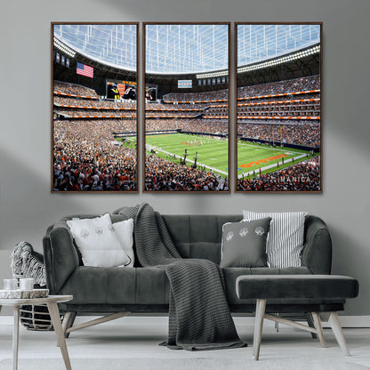 32530647-MGV-CV-36X24-Chicago Bears Stadium Wall Art – Futuristic Dome Arena Canvas Print, Modern Football Concept Design Decor for Man Cave, Bar, or