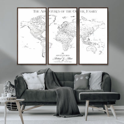21029247-MGV-CV-36X24-Minimalist World Map Wall Art – Black and White Travel Adventure Print, Modern Family Travel Map Decor for Living Room, Bedroom,